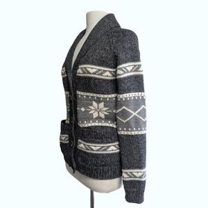 Ardene Black & White Nordic Open Pocket Cardigan Size M/L Acrylic